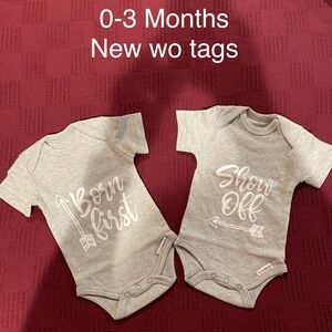 Twins onesies. 0-3 months